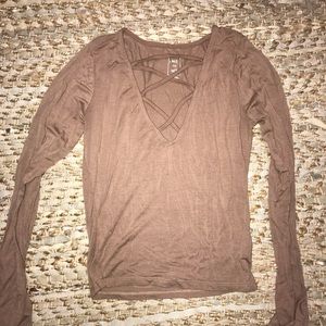 Brown lace up shirt
